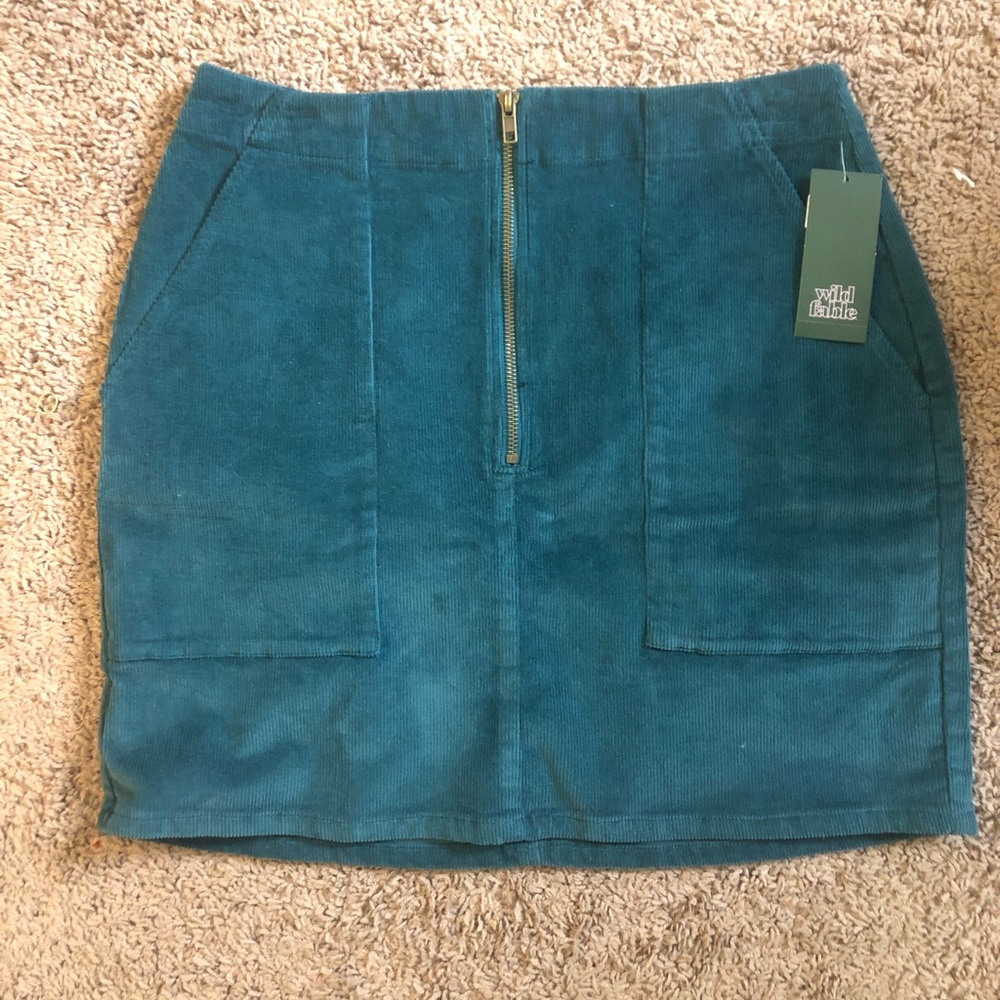 teal corduroy skirt